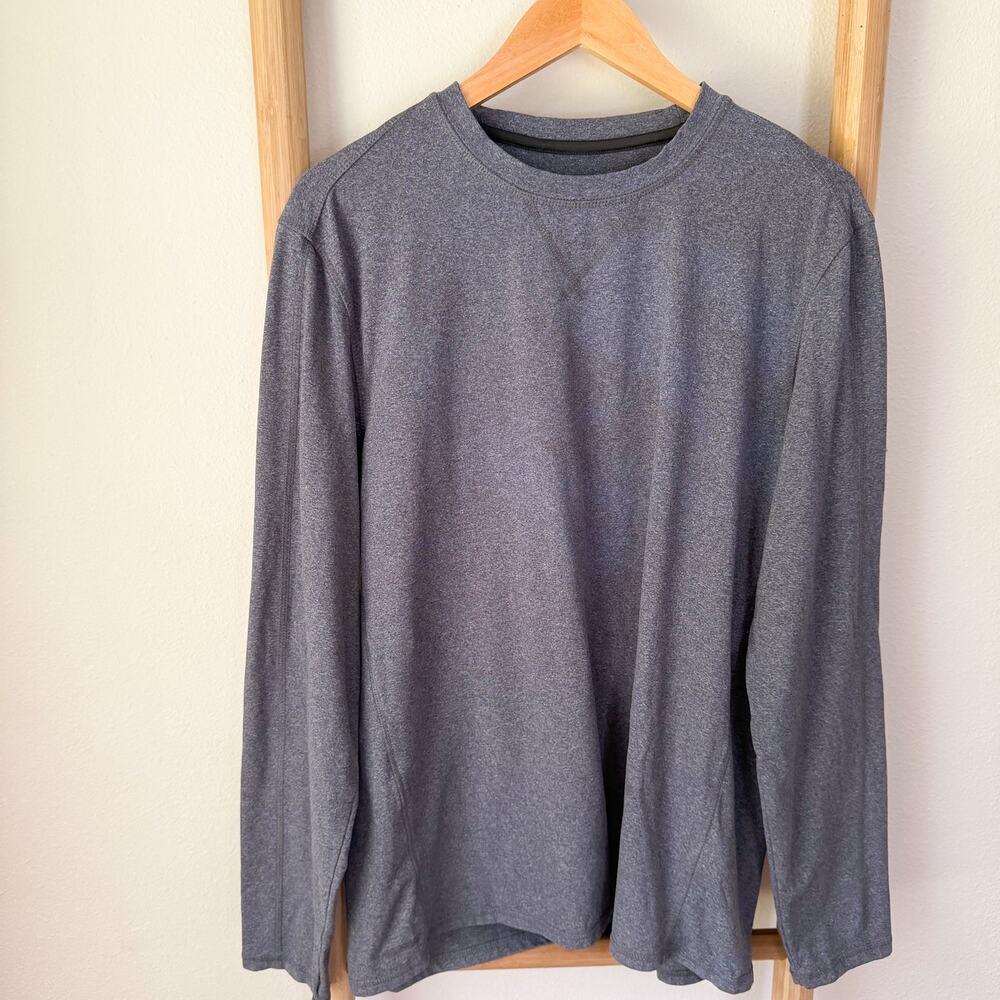 Free Country Gray Blue Heather Performance Long Sleeve Shirt Men’s Large